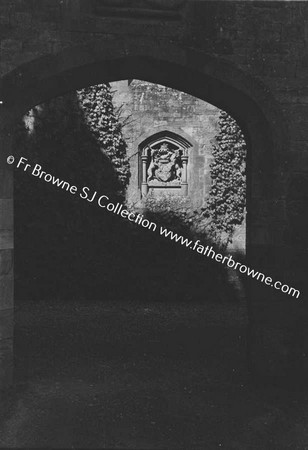 LISMORE CASTLE  CREST THROUGH ARCHWAY NEAR GARDEN